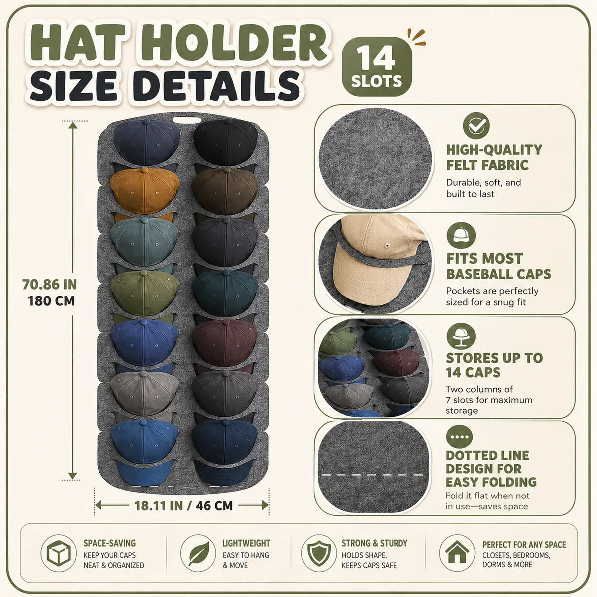 Orokuna® Door-Back Hat Organizer