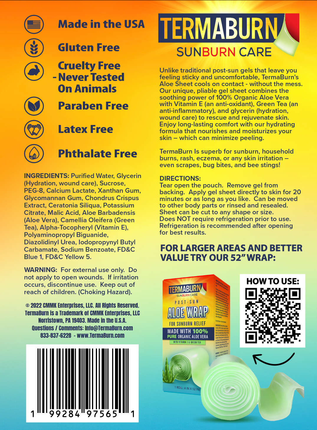 Orokuna® SunBurn Strip - Hydrogel Sheet